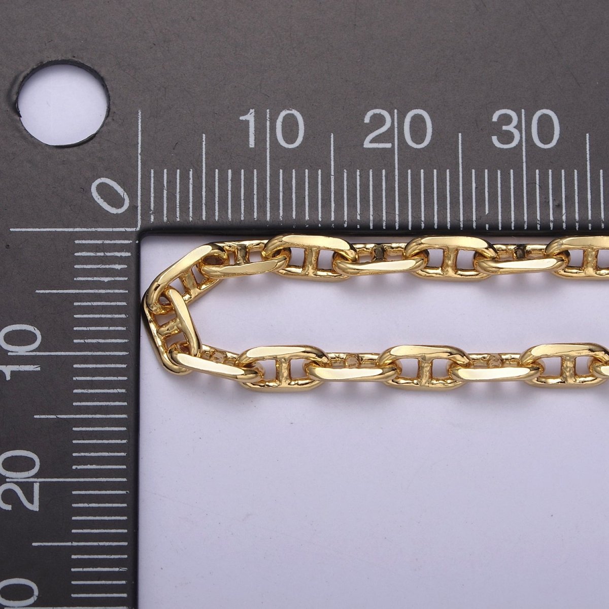 24K Gold Filled Mariner Chain, 3.8mm Width Unfinished Chain For Jewelry Making | ROLL-698 Clearance Pricing - DLUXCA