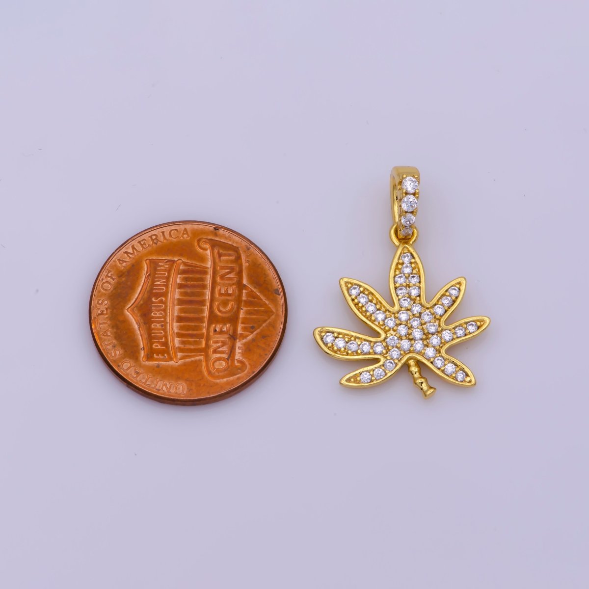 24K Gold Filled Mary Jane Pendant Micro Pave Leaf 420 Charm Jewelry Supply N-1448 - DLUXCA