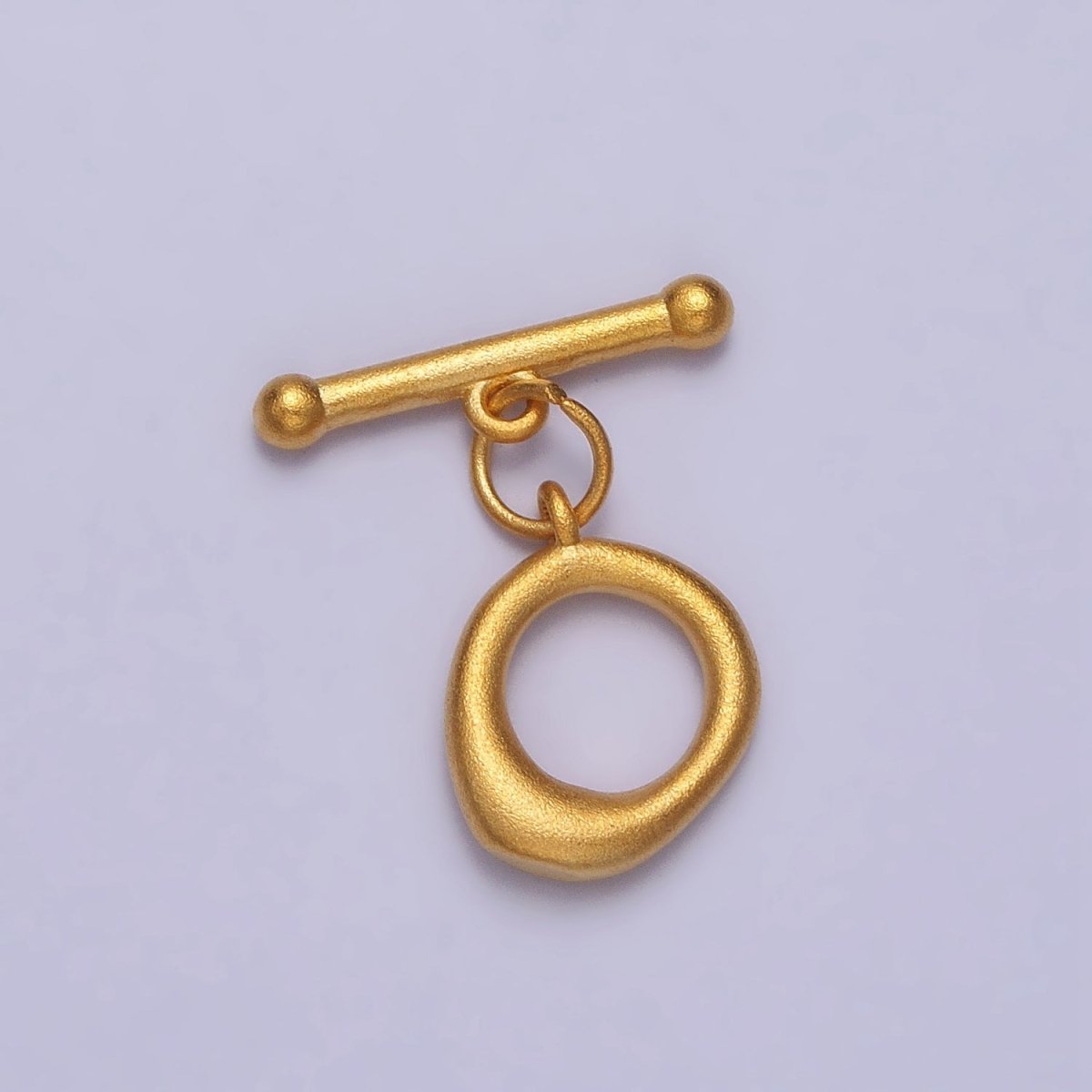 24K Gold Filled Matte Textured Round Geometric Toggle Clasps Jewelry Closure Supply | Z-073 - DLUXCA