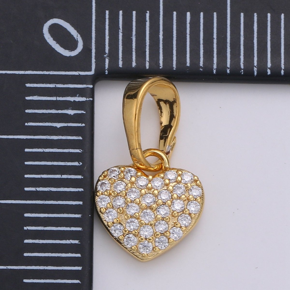 24k Gold Filled Micro Cubic Pave Heart Pendant Charm Love Pendant J-225 - DLUXCA