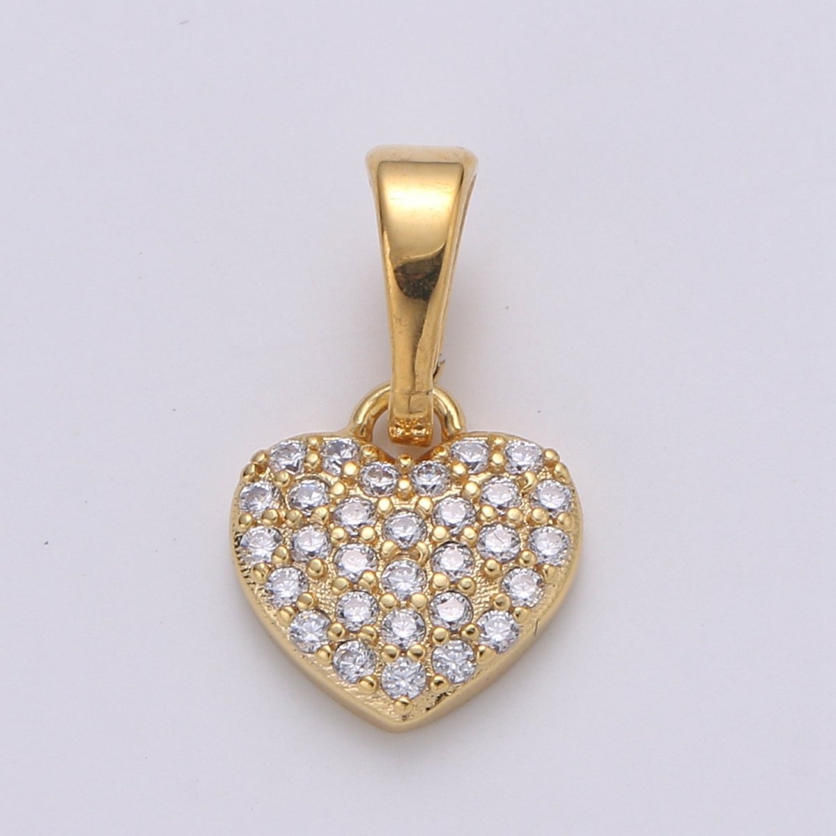 24k Gold Filled Micro Cubic Pave Heart Pendant Charm Love Pendant J-225 - DLUXCA