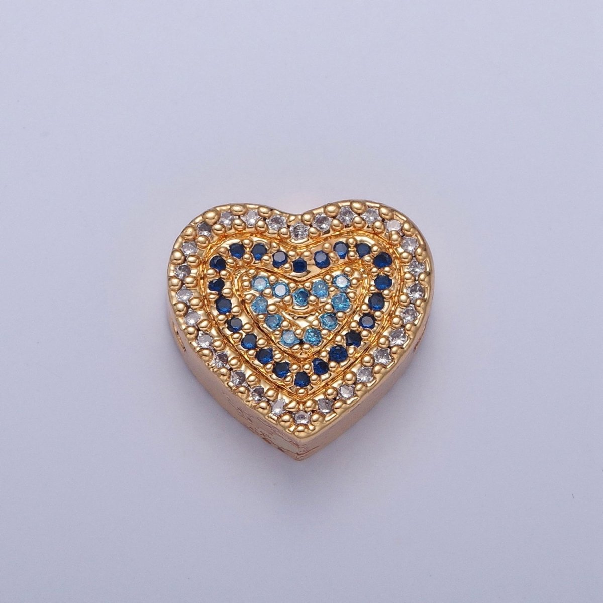 24K Gold Filled Micro Pave Cubic Zirconia Heart Spacer Bead, Multicolor Cubic Zirconia CZ Valentine Love Jewelry Making Component W-898 W-899 W-900 W-901 - DLUXCA