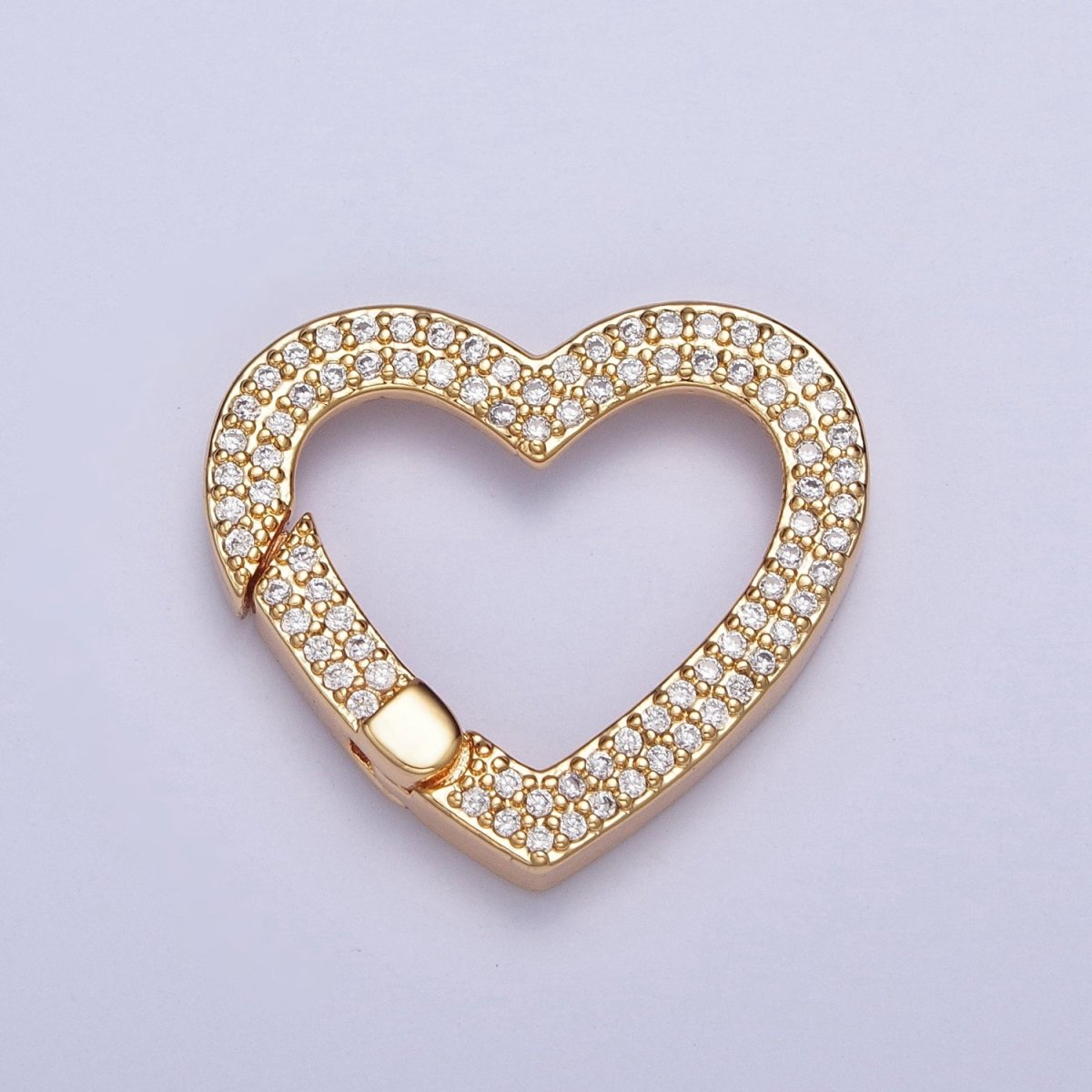 24K Gold Filled Micro Pave Cubic Zirconia Heart Spring Gate, Valentine Love Jewelry Supply L-838 - DLUXCA