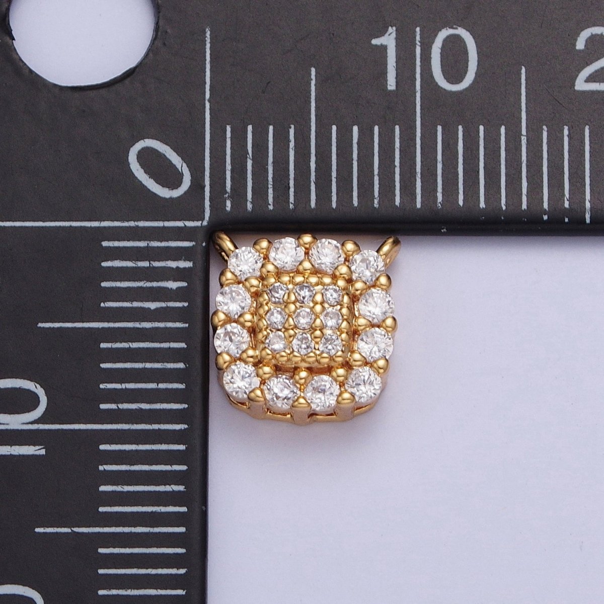 24K Gold Filled Micro Pave Cubic Zirconia Square Connector Charm For Jewelry Making F-605 - DLUXCA