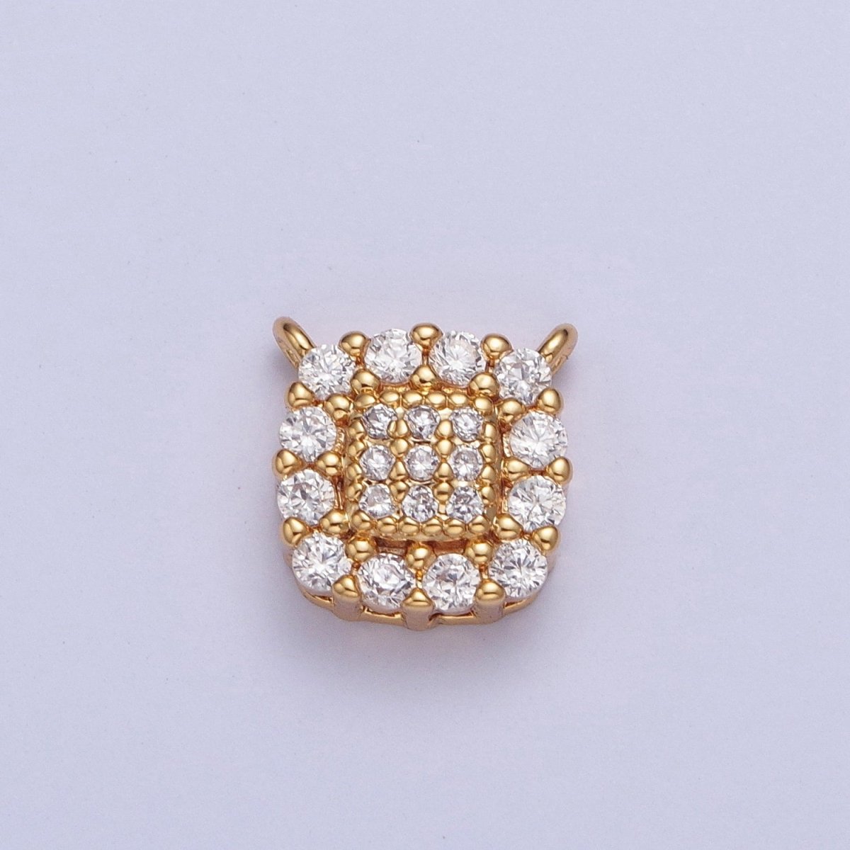 24K Gold Filled Micro Pave Cubic Zirconia Square Connector Charm For Jewelry Making F-605 - DLUXCA
