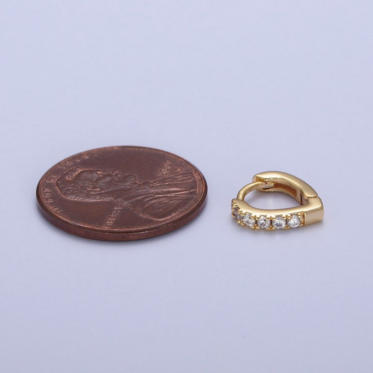 24K Gold Filled Micro Pave Cubic Zirconia Teardrop Triangle Huggie Hoop Earrings T-041 T-042 T-103 - DLUXCA