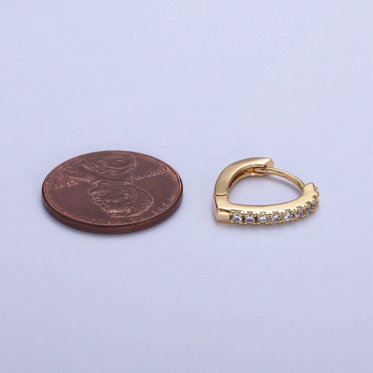 24K Gold Filled Micro Pave Cubic Zirconia Teardrop Triangle Huggie Hoop Earrings T-041 T-042 T-103 - DLUXCA