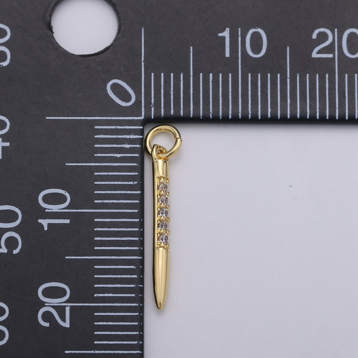 24k Gold Filled Micro Pave CZ Bullet Pendant Charm, Clear Micro Pave CZ Pendant Charm, Gold Filled Pendant, Silver Charm For DIY Jewelry D-622 D-623 - DLUXCA