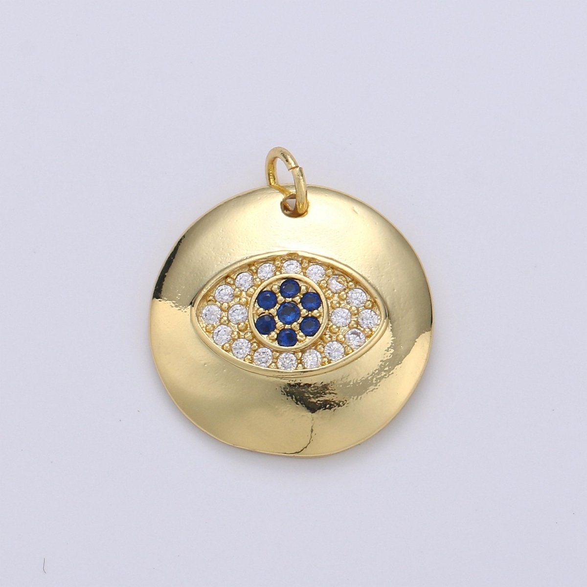 24k Gold Filled Micro Pave CZ Evil Eye Pendant Charm, Blue Eye of Ra Micro Pave CZ Pendant Charm, For Amulet Protection Jewelry D-244 - DLUXCA