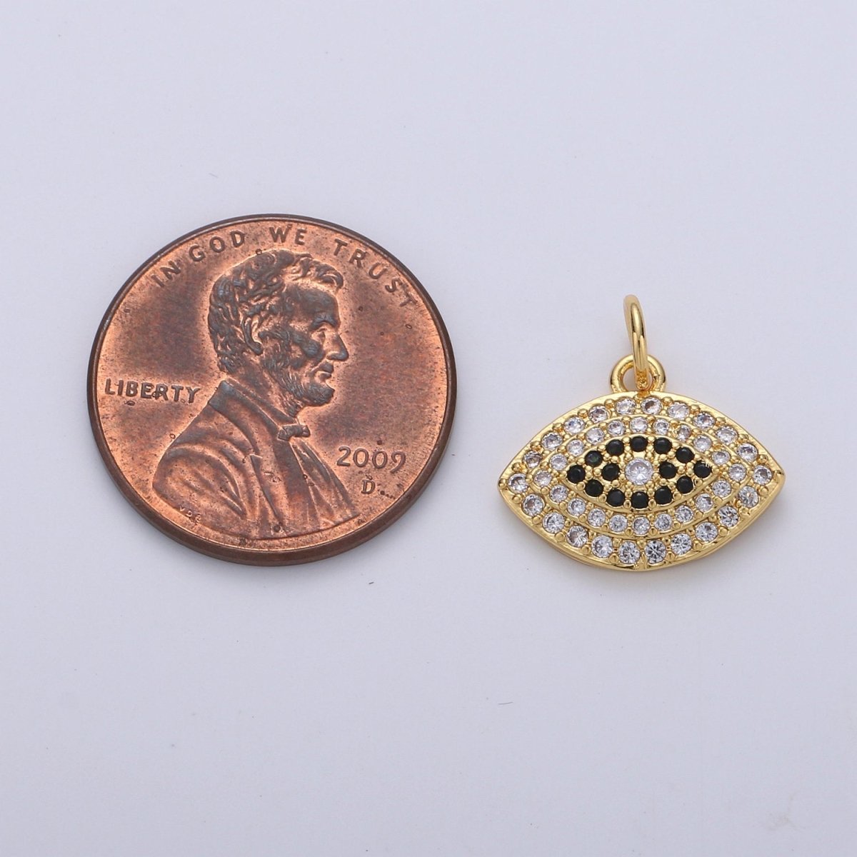 24k Gold Filled Micro Pave CZ Evil Eye Pendant Charm, Greek Eye Micro Pave CZ Pendant Charm, For DIY Jewelry D-245 - DLUXCA