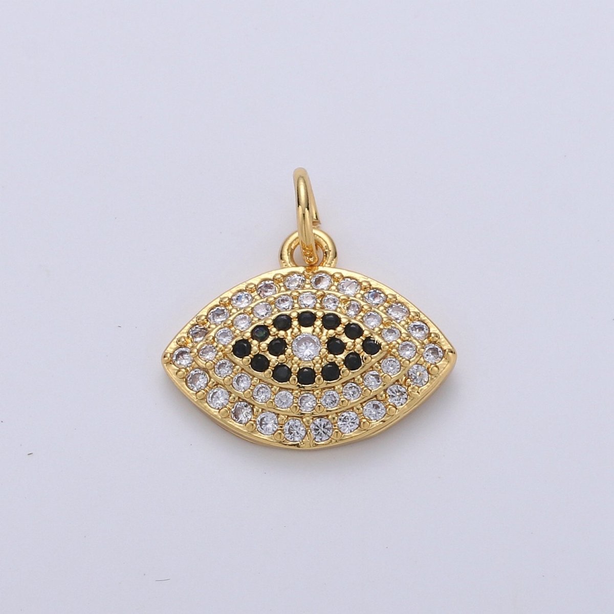 24k Gold Filled Micro Pave CZ Evil Eye Pendant Charm, Greek Eye Micro Pave CZ Pendant Charm, For DIY Jewelry D-245 - DLUXCA