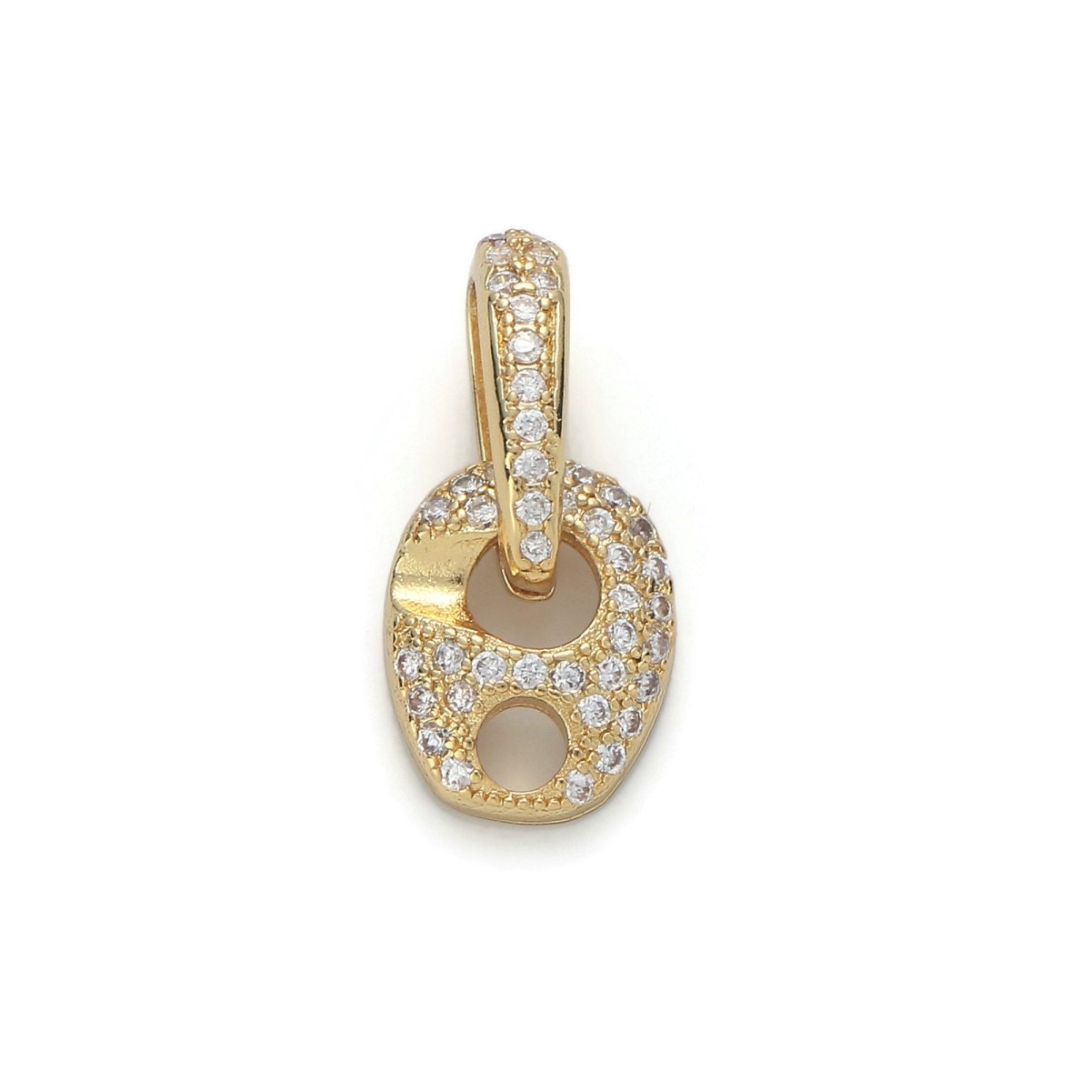 24k Gold Filled Micro Pave CZ Geometric Pendant Charm, Micro Pave Soda Cap Earring Pendant Charm, Gold Filled Pendant, For DIY Jewelry K-553 - DLUXCA