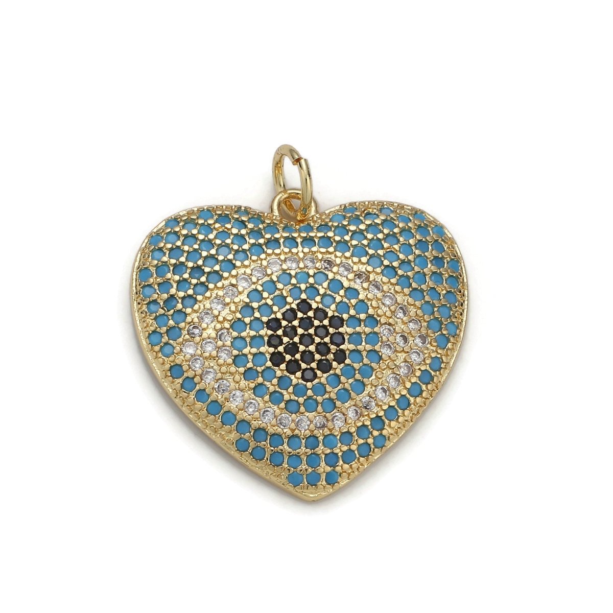 24k Gold Filled Micro Pave CZ Heart Pendant Charm, Eye in Heart Micro Pave CZ Pendant Charm, Gold Filled Pendant, For DIY Jewelry D-035 - DLUXCA