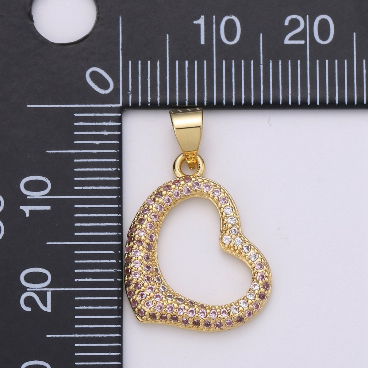 24k Gold Filled Micro Pave CZ Heart Pendant Charm, Open Heart Micro Pave CZ Pendant Charm, Gold Filled Pendant, For DIY Jewelry I-798 - DLUXCA