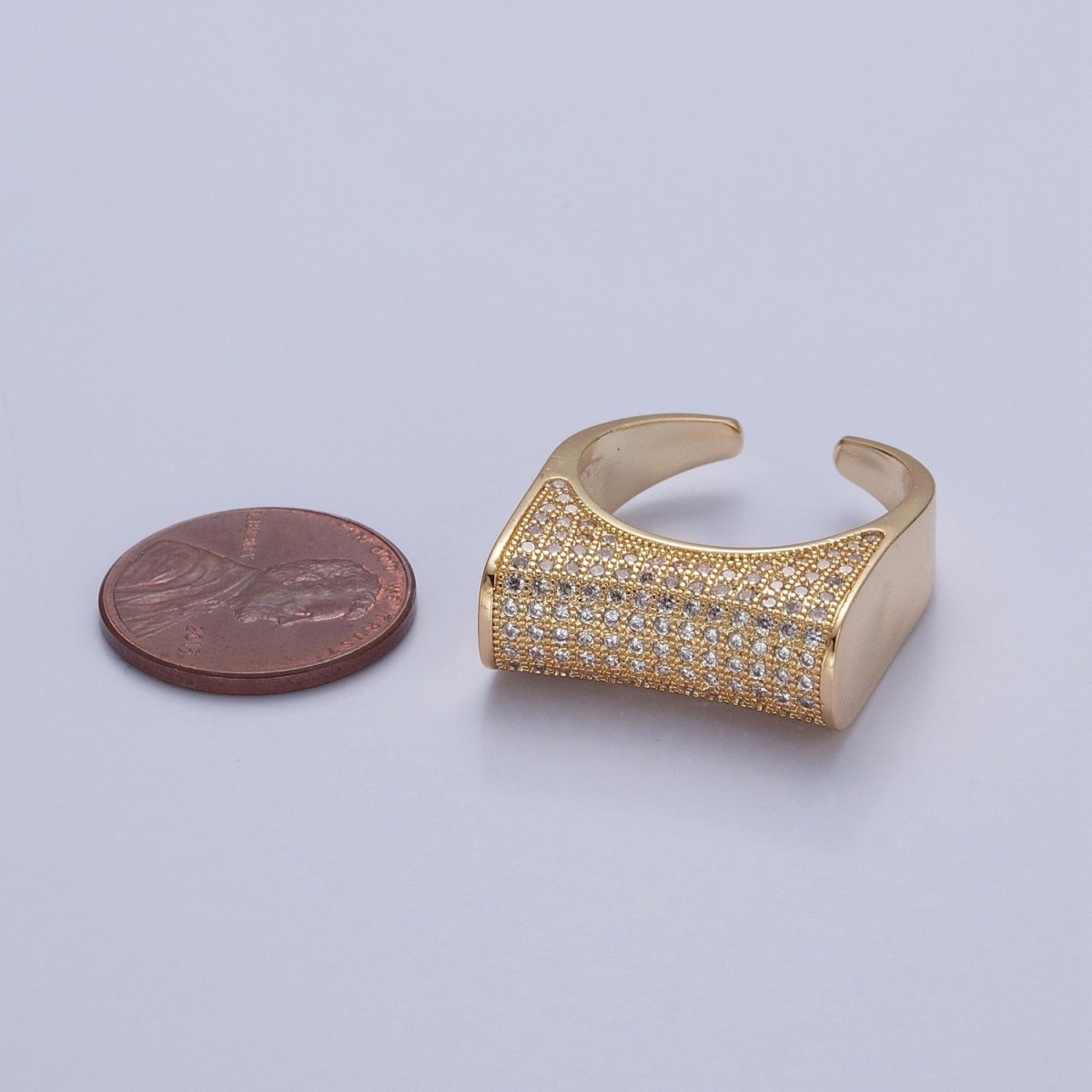 24K Gold Filled Micro Pave CZ Signet Ring in Silver & Gold O-2262 O-2263 - DLUXCA