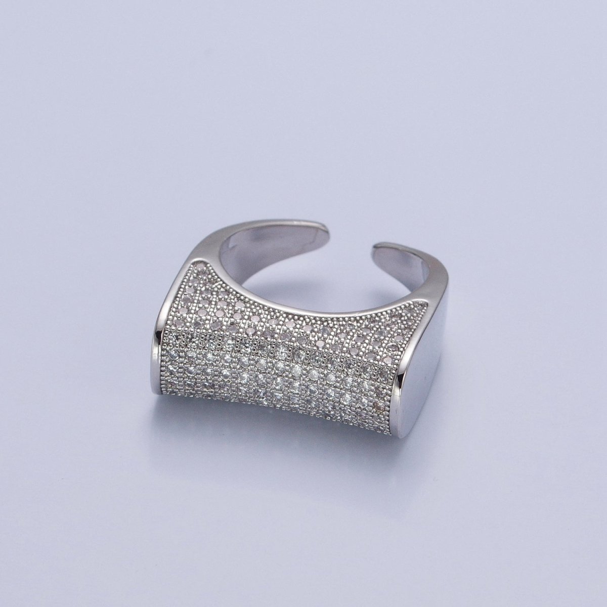 24K Gold Filled Micro Pave CZ Signet Ring in Silver & Gold O-2262 O-2263 - DLUXCA