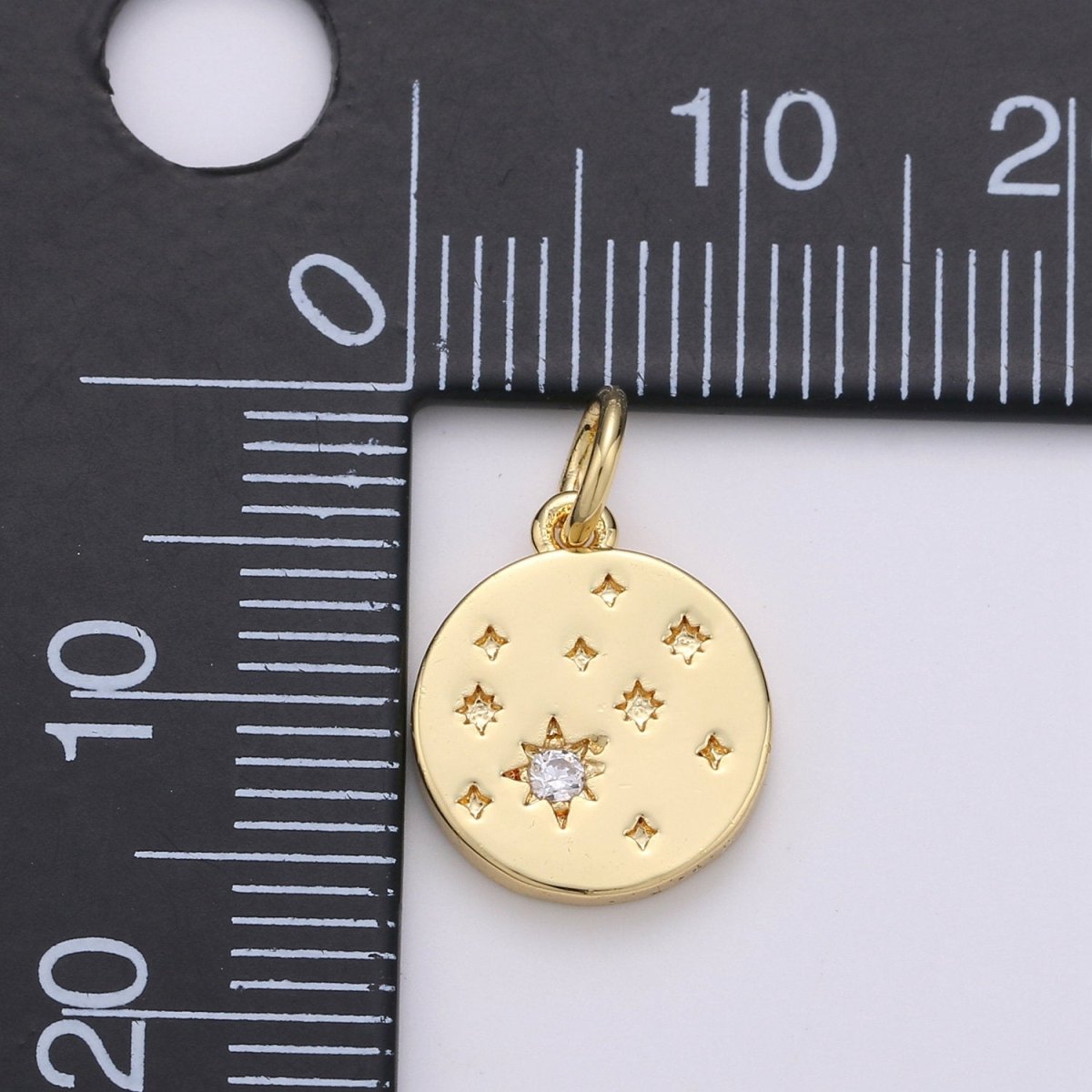 24k Gold Filled Micro Pave CZ Star Pendant Charm, Cubic Galaxy Micro Pave CZ Pendant Charm, Gold Filled Pendant, For Celestial Jewelry D-394 - DLUXCA