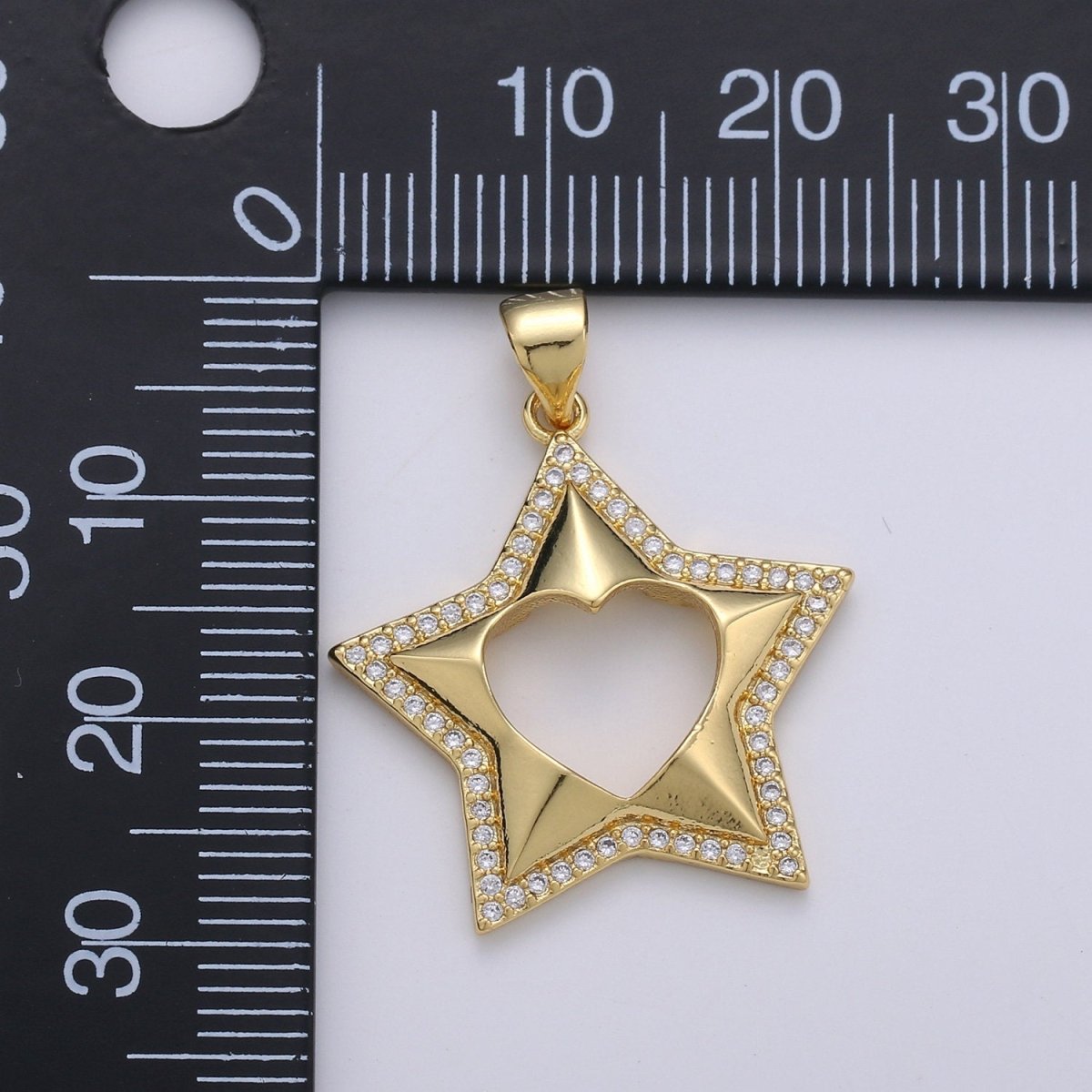 24k Gold Filled Micro Pave CZ Star Pendant Charm, Five Star Pendant Charm, Gold Filled Celestial Pendant, For DIY Jewelry Making I-727 - DLUXCA