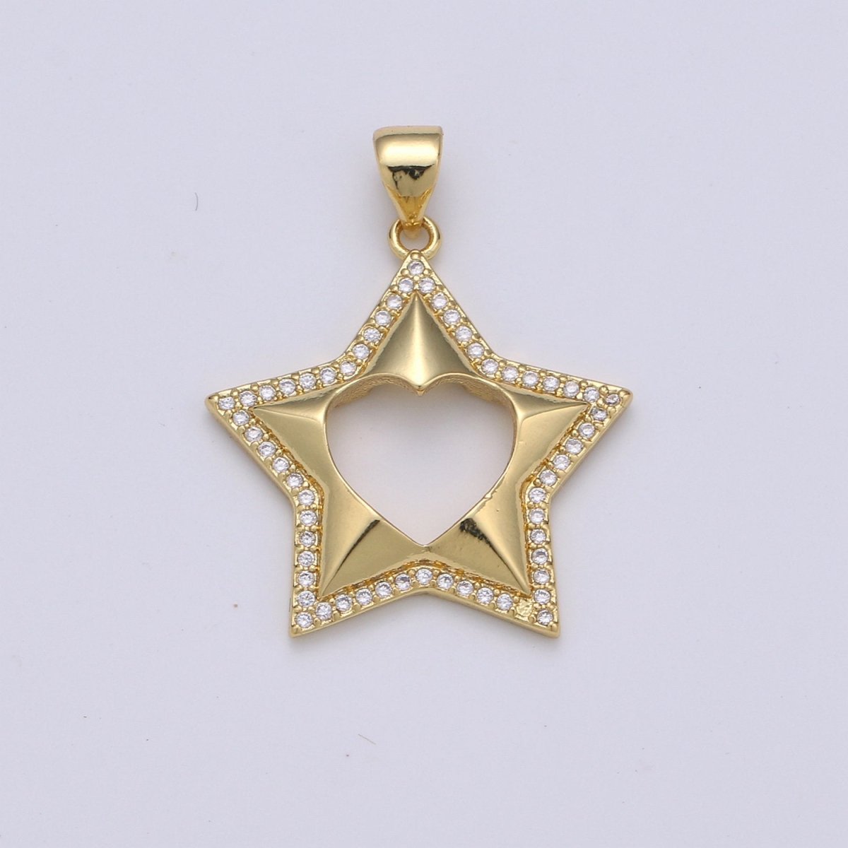 24k Gold Filled Micro Pave CZ Star Pendant Charm, Five Star Pendant Charm, Gold Filled Celestial Pendant, For DIY Jewelry Making I-727 - DLUXCA