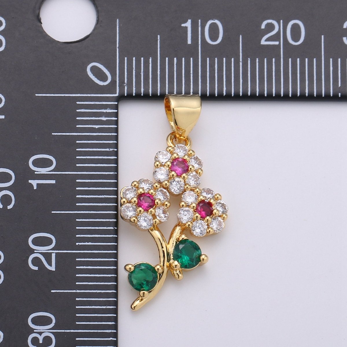24K Gold Filled Micro Pave Flower Charm, Silver Small Cubic Flower Charm Multi Color Pendant for necklace earring bracelet Component I-601 I-602 - DLUXCA