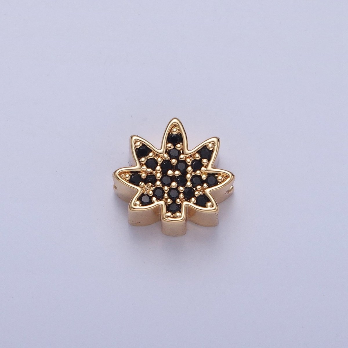24K Gold Filled Micro Pave Forest Leaf Bead, Multicolor CZ Cubic Zirconia Mother Nature Plant Leaves W-892-W-897 - DLUXCA
