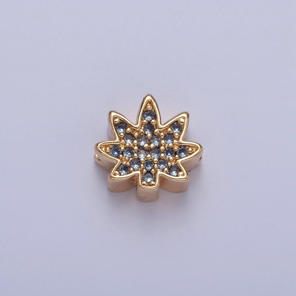 24K Gold Filled Micro Pave Forest Leaf Bead, Multicolor CZ Cubic Zirconia Mother Nature Plant Leaves W-892-W-897 - DLUXCA