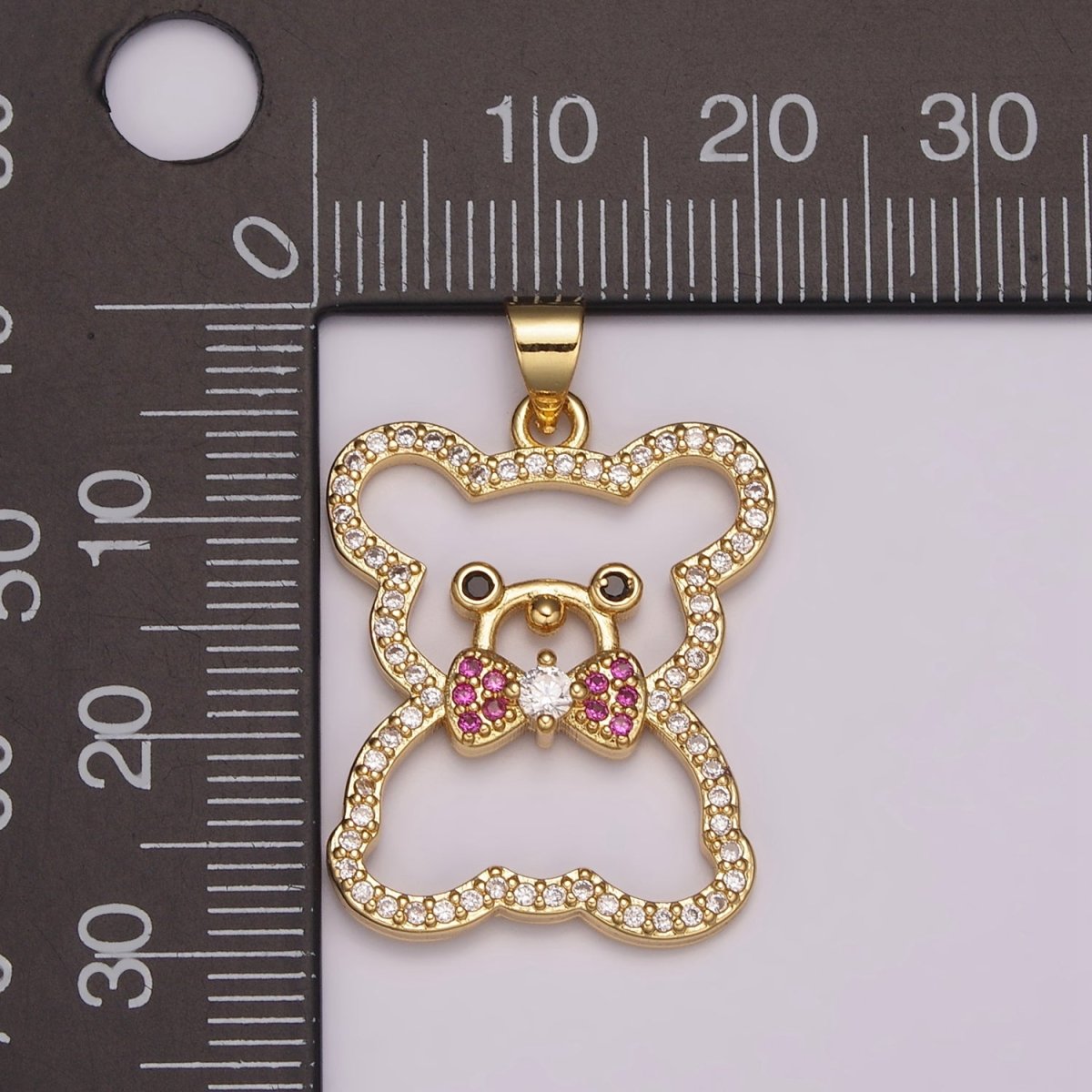 24K Gold Filled Micro Pave Gold Bear Charm Teddy Bear Charm Necklace Pendant / Keychain / Earrings / Kids Crafts N-1486 - DLUXCA