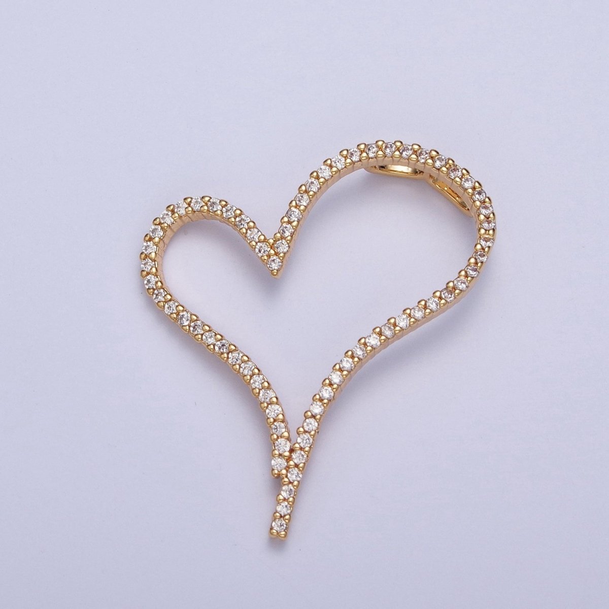 24K Gold Filled Micro Pave Heart Cubic Zirconia CZ Pendant Charm For Jewelry Necklace Making X-437 - DLUXCA