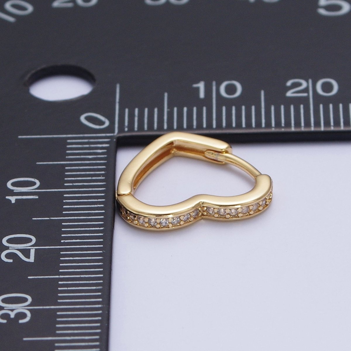 24K Gold Filled Micro Pave Heart Love Huggie Hoop Earrings Jewelry Gift For Valentine | T-027 T-028 X-840 - DLUXCA