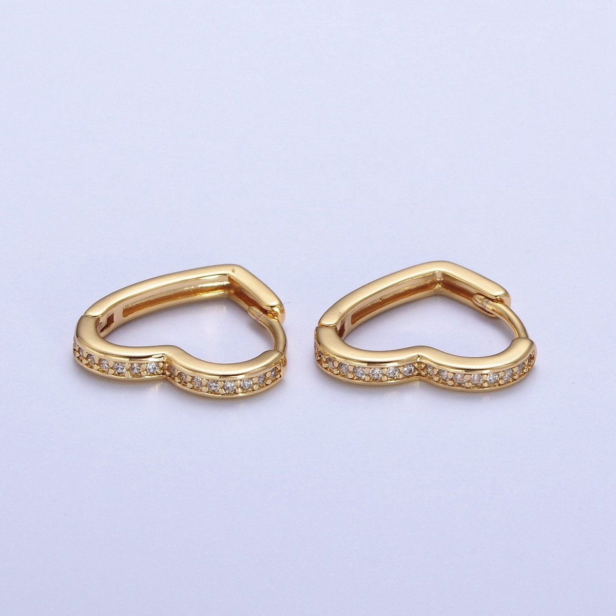 24K Gold Filled Micro Pave Heart Love Huggie Hoop Earrings Jewelry Gift For Valentine | T-027 T-028 X-840 - DLUXCA