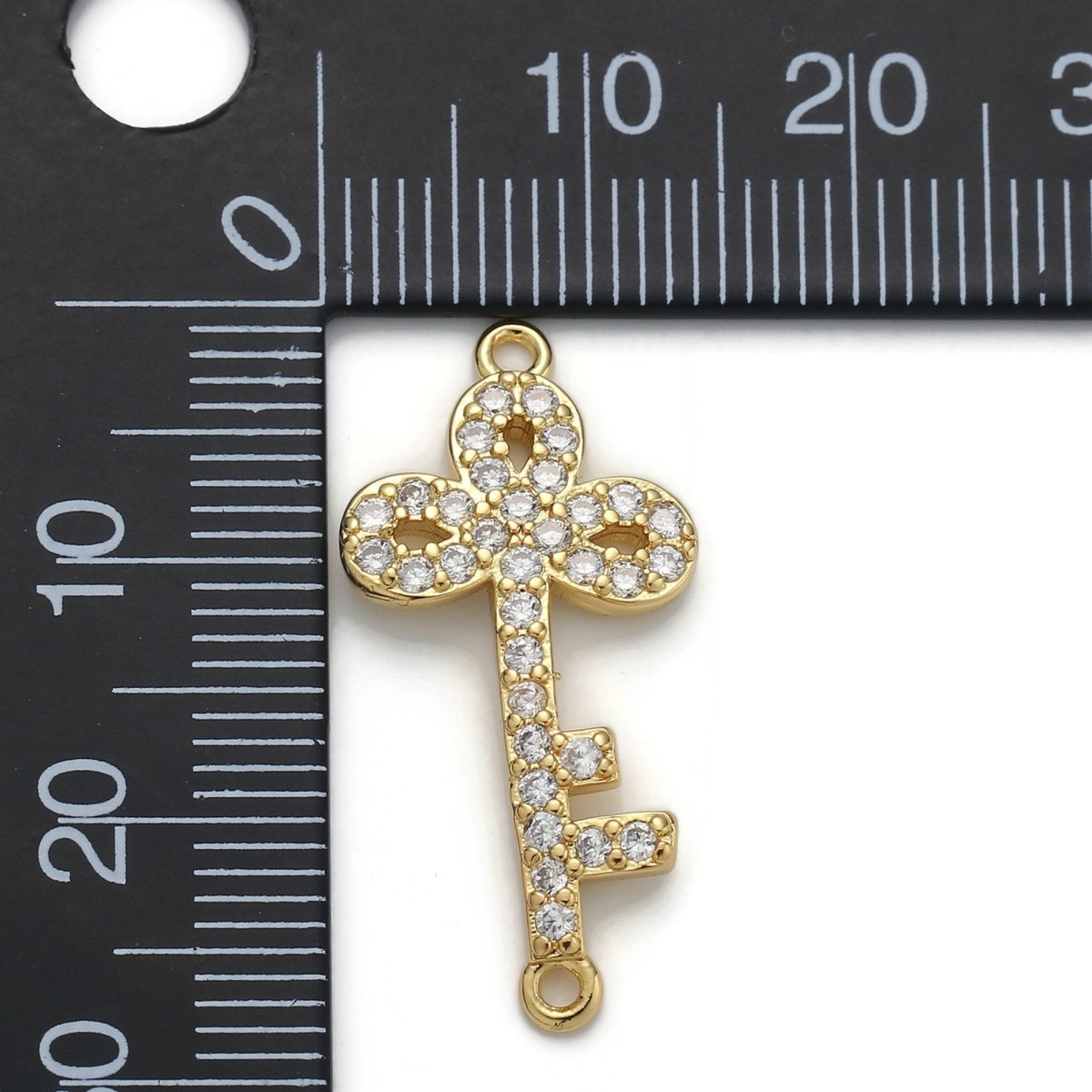 24k Gold Filled Micro Pave Key Charm, Cubic Zirconia Key Pendant Charm, Gold Filled Charm, For DIY Jewelry D-034 - DLUXCA
