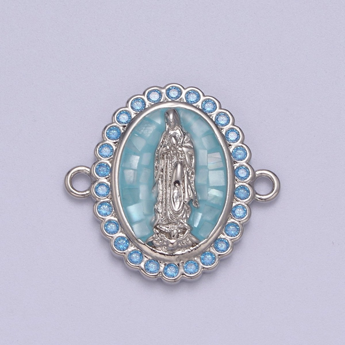24k Gold Filled Micro Pave Lady Guadalupe Charm Connector, CZ Pave Virgin Mary Charm For Necklace, Bracelet Jewelry Making N-147 - N-156 - DLUXCA