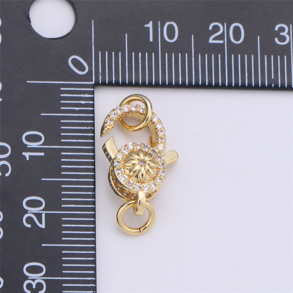 24k Gold Filled Micro Pave Lobster Clasp with Star Flower size 24mm K-351 - DLUXCA