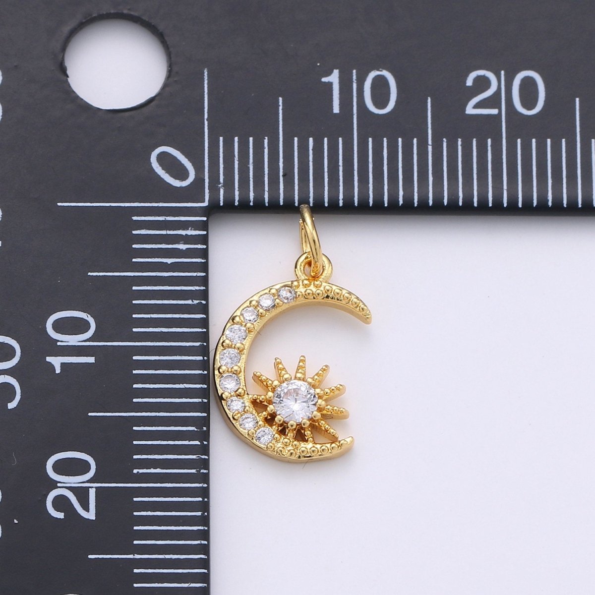 24k Gold Filled Micro Pave Moon Charm, Cubic Star Moon Pendant Charm, Gold Filled Charm, For DIY Necklace Bracelet Earring D-236 - DLUXCA