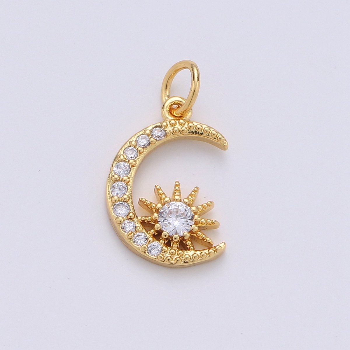 24k Gold Filled Micro Pave Moon Charm, Cubic Star Moon Pendant Charm, Gold Filled Charm, For DIY Necklace Bracelet Earring D-236 - DLUXCA