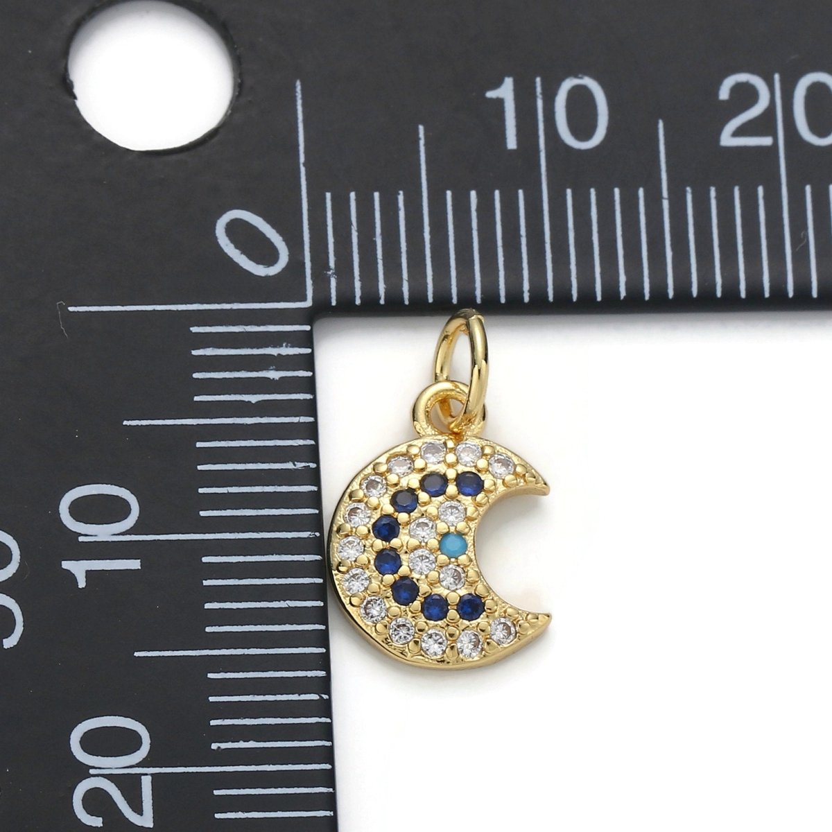 24k Gold Filled Micro Pave Moon Charm, Cubic Zirconia Moon Pendant Charm, Gold Filled Charm, For DIY Jewelry D-044 - DLUXCA