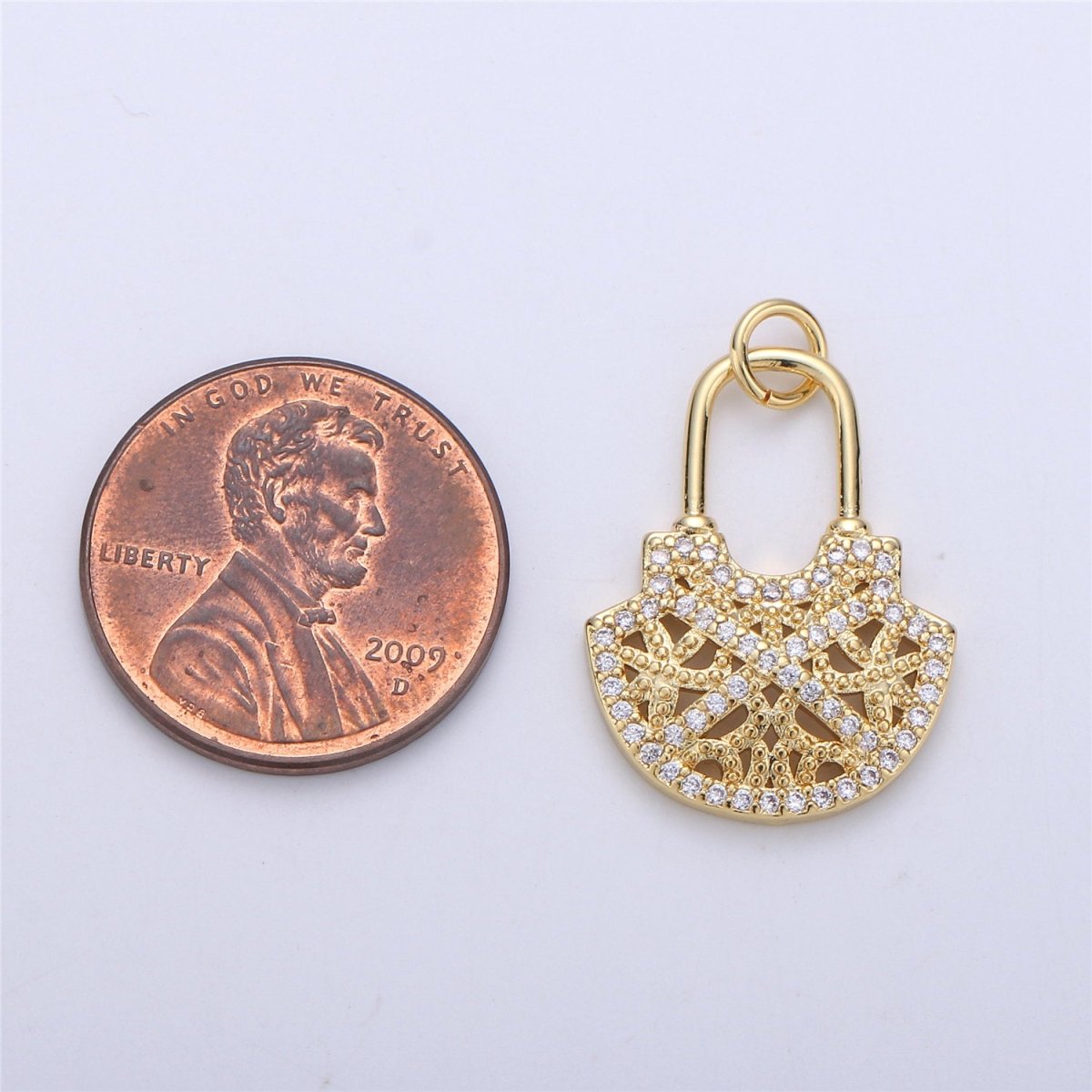 24k Gold Filled Micro Pave padlock charm for Jewelry making, Minimalist, Unique lock charm for Bracelet Necklace Earring Component - DLUXCA