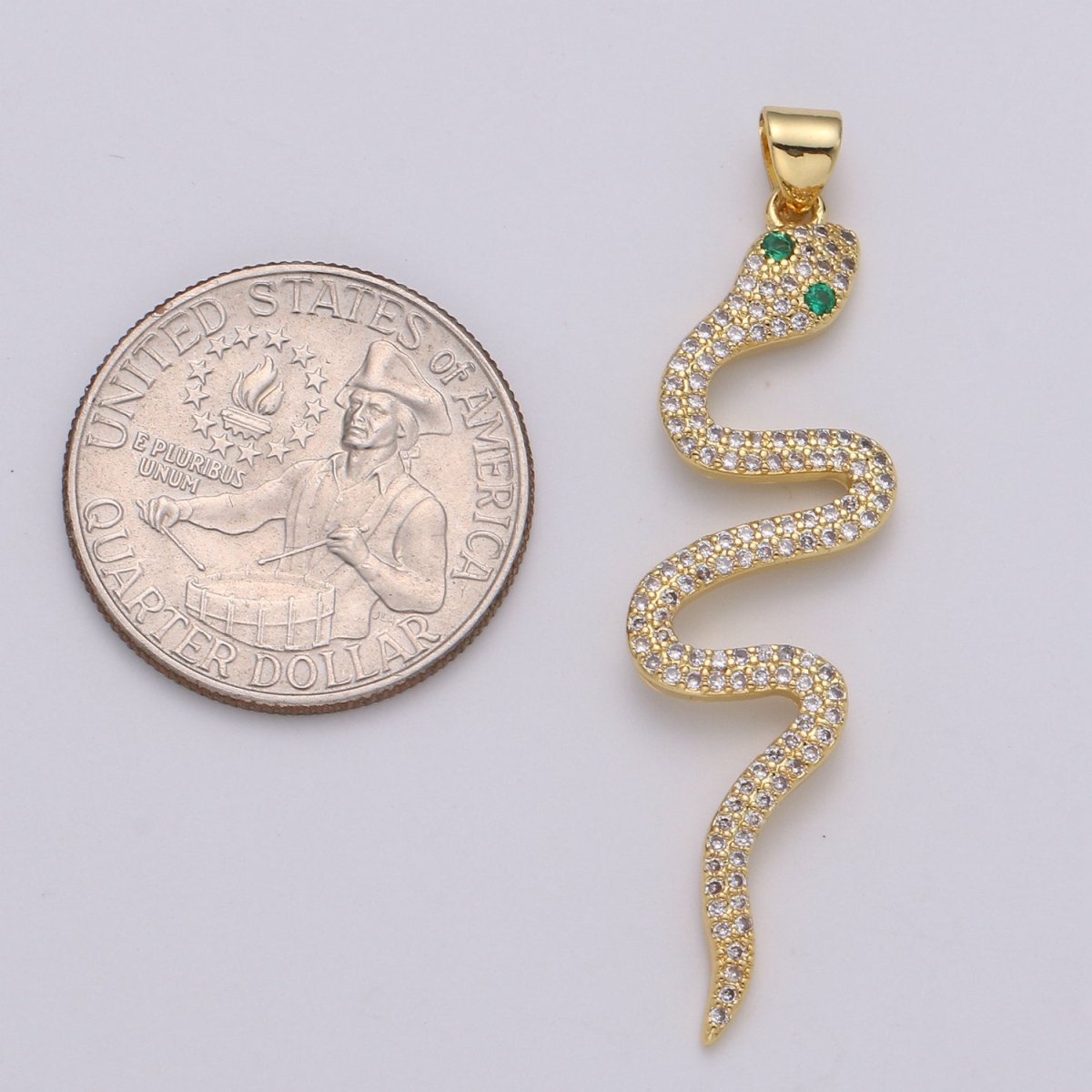 24k Gold Filled Micro Pave Snake Charm, Cubic Zirconia Serpent Pendant Charm, Gold Filled Charm, Silver Snake Pendant For DIY Jewelry I-807 I-808 - DLUXCA