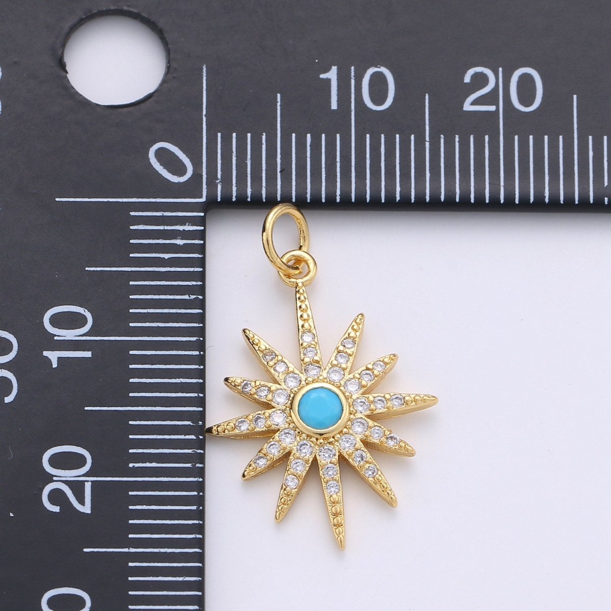 24k Gold Filled Micro Pave Star Charm, Blue North Star Moon Pendant Charm, Gold Filled Charm, For DIY Necklace Bracelet Earring D-246 - DLUXCA