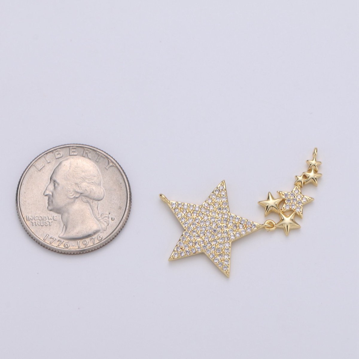 24k Gold Filled Micro Pave Star Charm, Twinkle little Star Pendant Charm, Gold Filled Charm, For DIY Necklace Component F-440 - DLUXCA