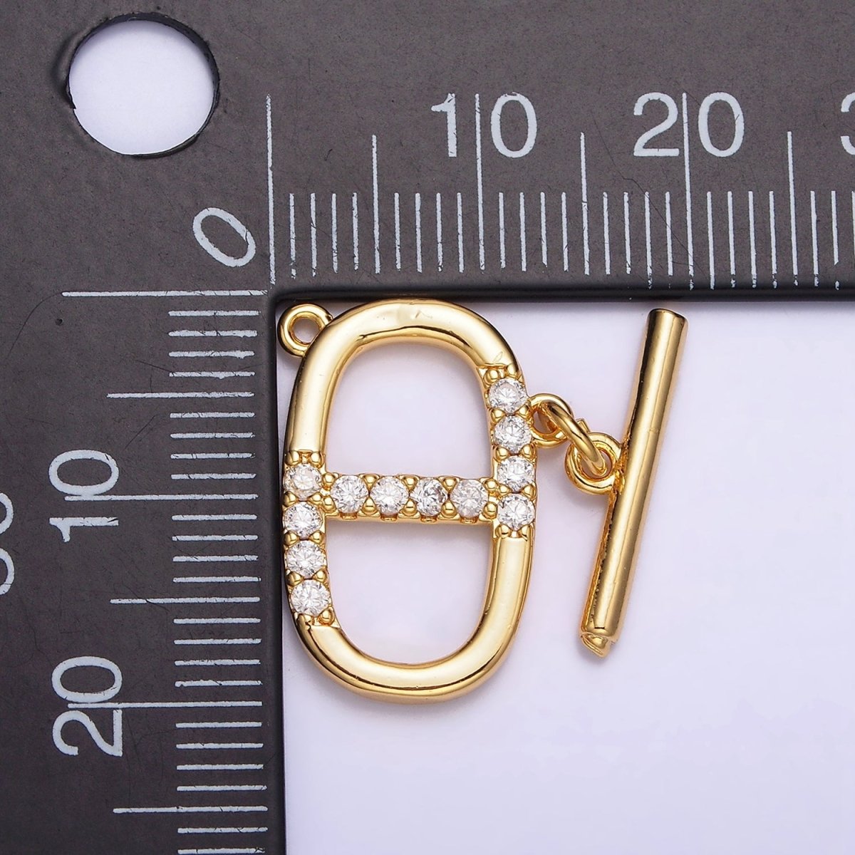 24K Gold Filled Micro Paved CZ Anchor Link Loop Toggle Clasps Closure Jewelry Making Supply | Z-465 - DLUXCA