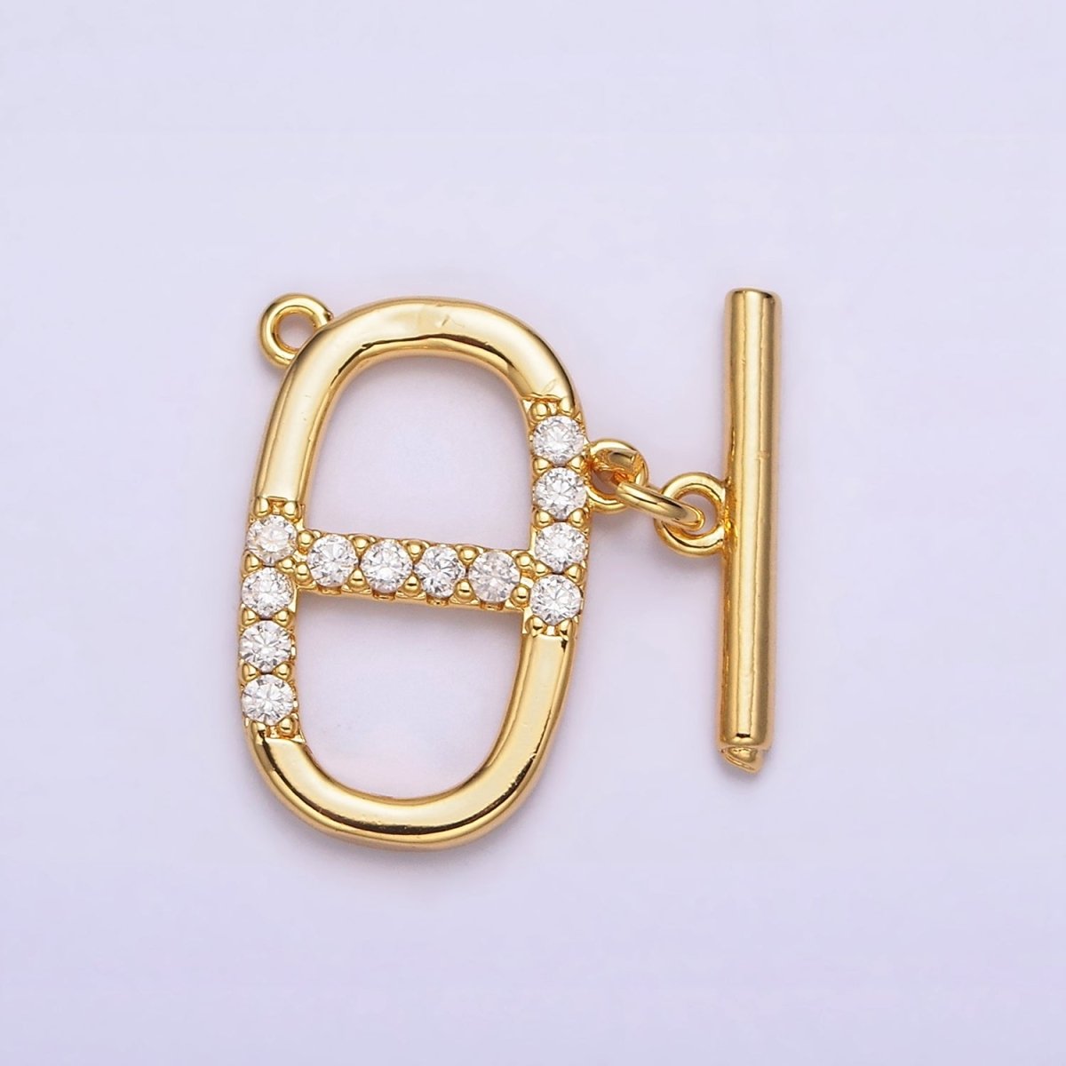 24K Gold Filled Micro Paved CZ Anchor Link Loop Toggle Clasps Closure Jewelry Making Supply | Z-465 - DLUXCA