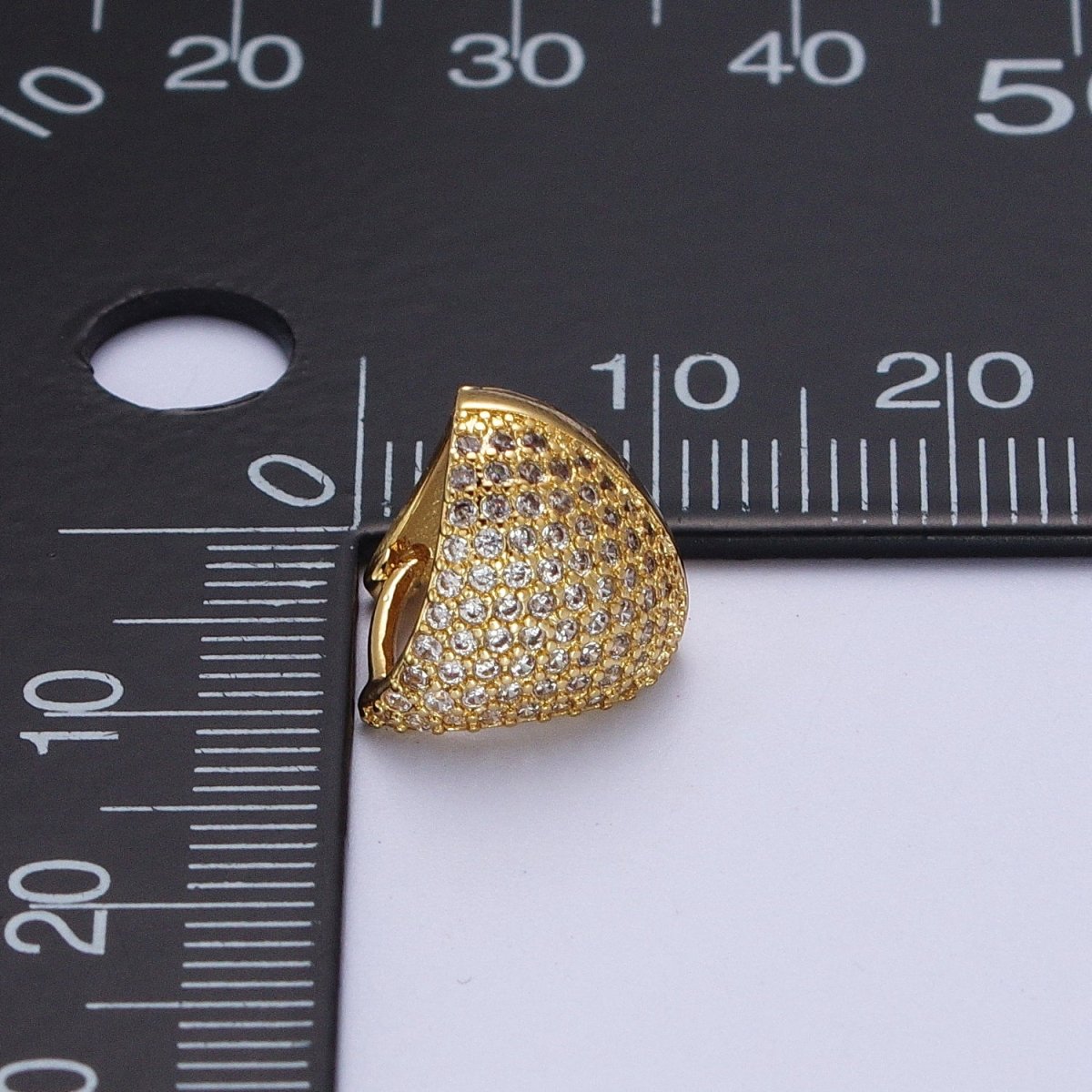 24K Gold Filled Micro Paved CZ Dome Triangle Huggie Earrings in Gold & Silver | Y-279 Y-280 - DLUXCA