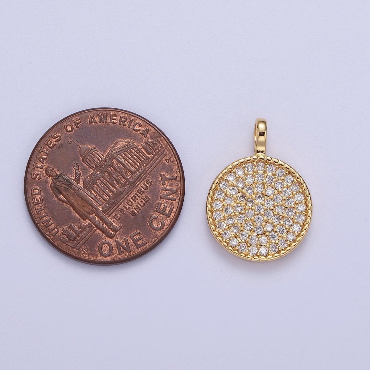 24K Gold Filled Micro Paved CZ Geometric Round Circle Pendant Jewelry Making H-501 - DLUXCA