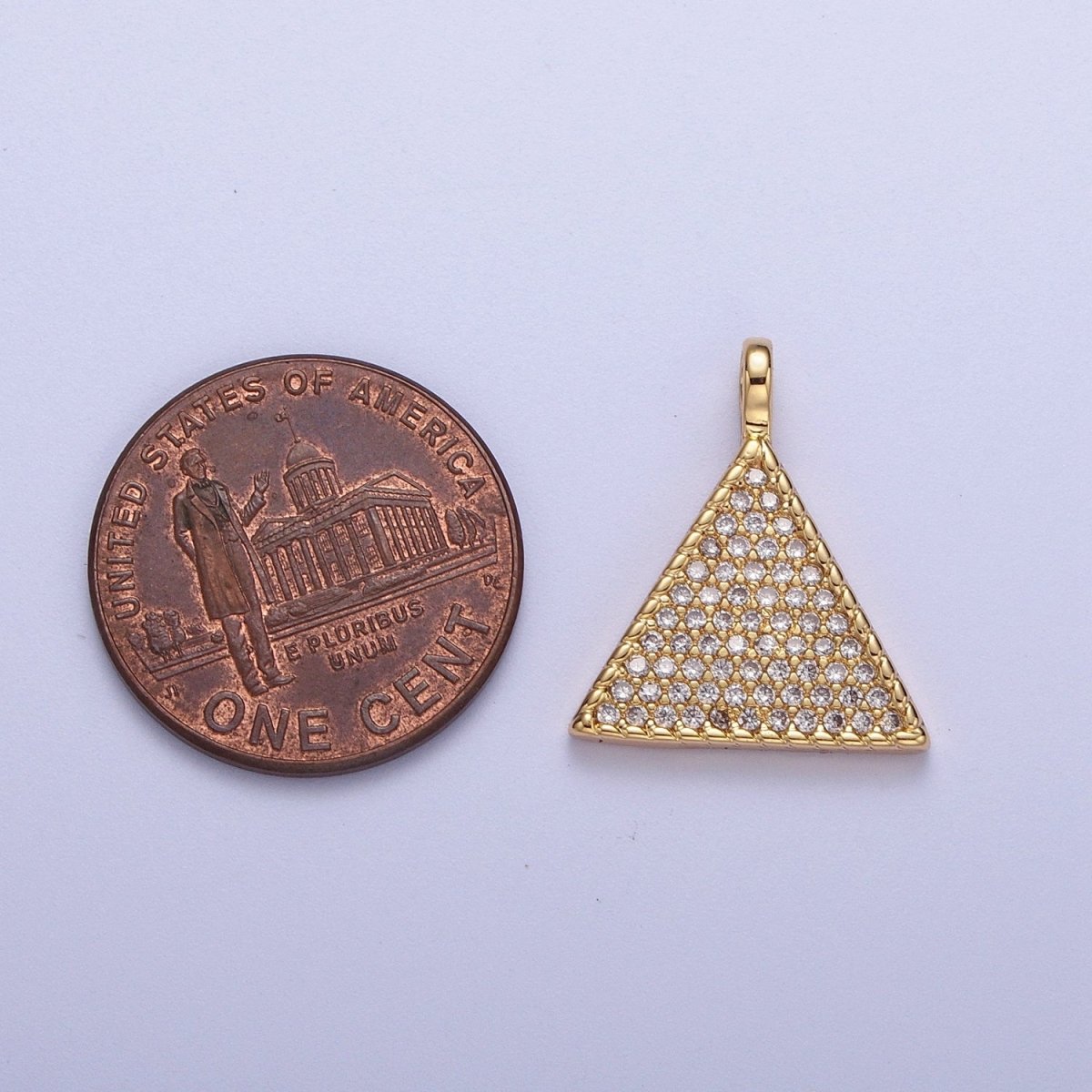 24K Gold Filled Micro Paved CZ Geometric Triangle Pendant For Jewelry Making H-435 - DLUXCA