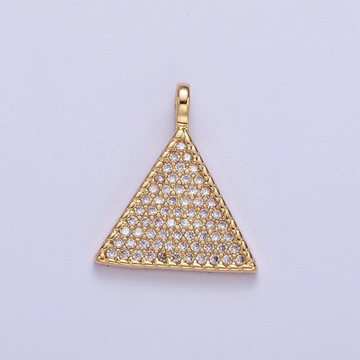 24K Gold Filled Micro Paved CZ Geometric Triangle Pendant For Jewelry Making H-435 - DLUXCA