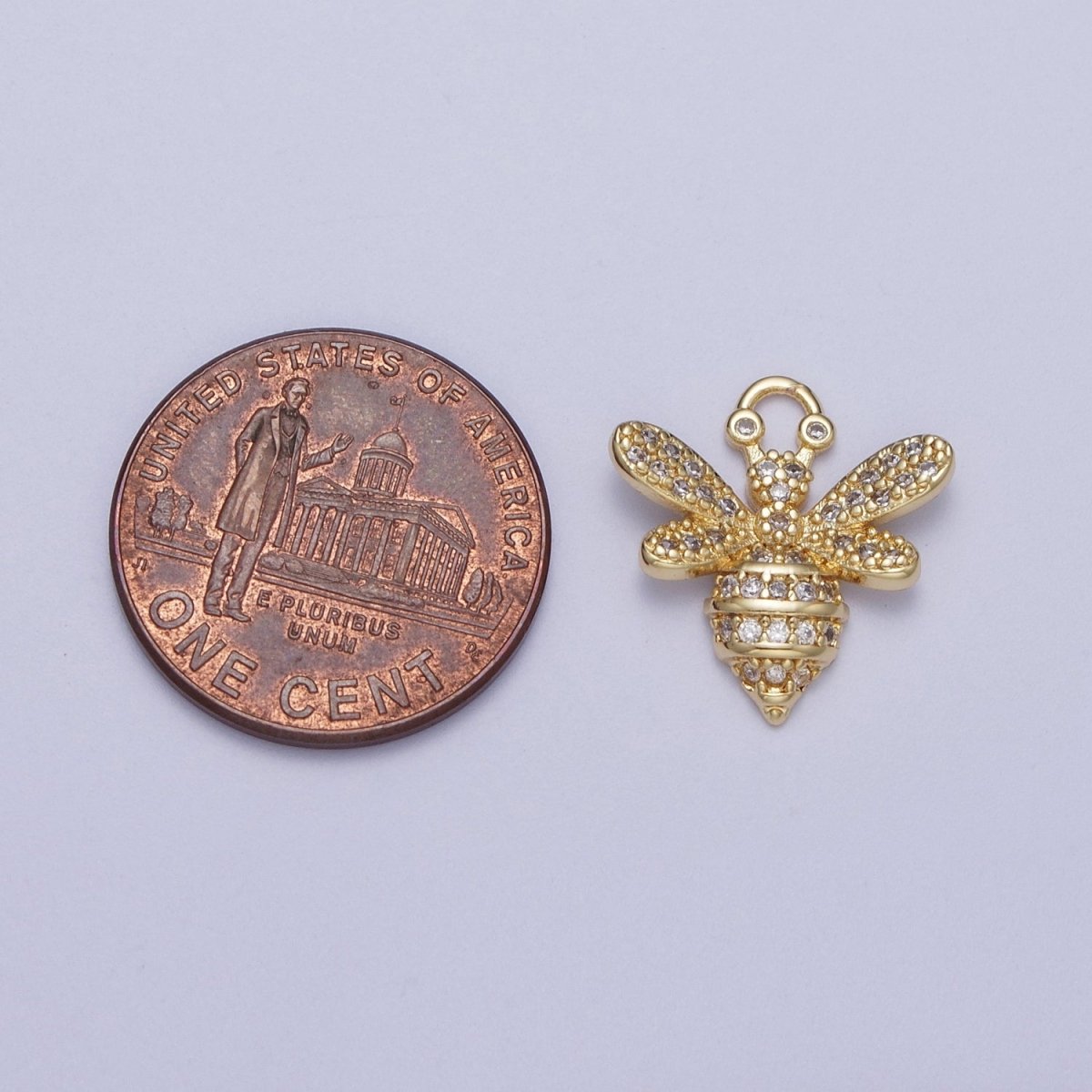 24K Gold Filled Micro Paved CZ Mini Bumble Queen Bee For Jewelry Making | A-296 - DLUXCA