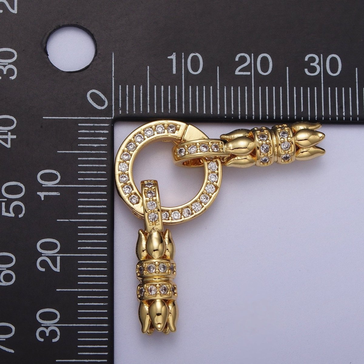 24K Gold Filled Micro Paved CZ Roses Double Loop Leather Jewelry Spring Gate Closure K-180 - DLUXCA