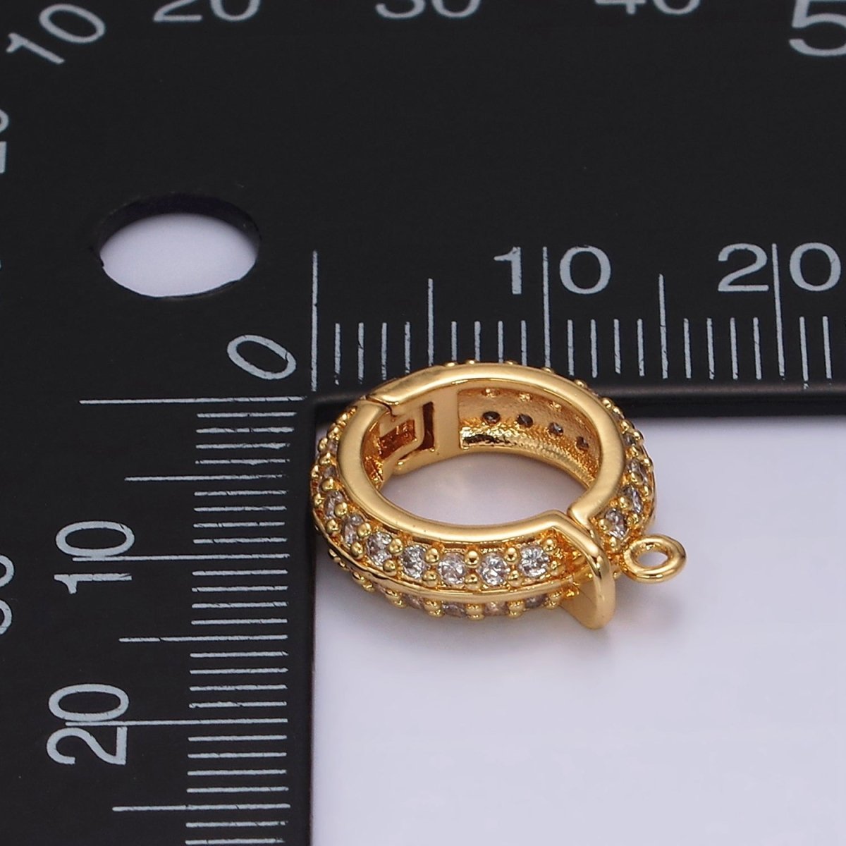 24K Gold Filled Micro Paved CZ Round Snap Bail Jewelry Charm Finding Supply | Z637 - DLUXCA
