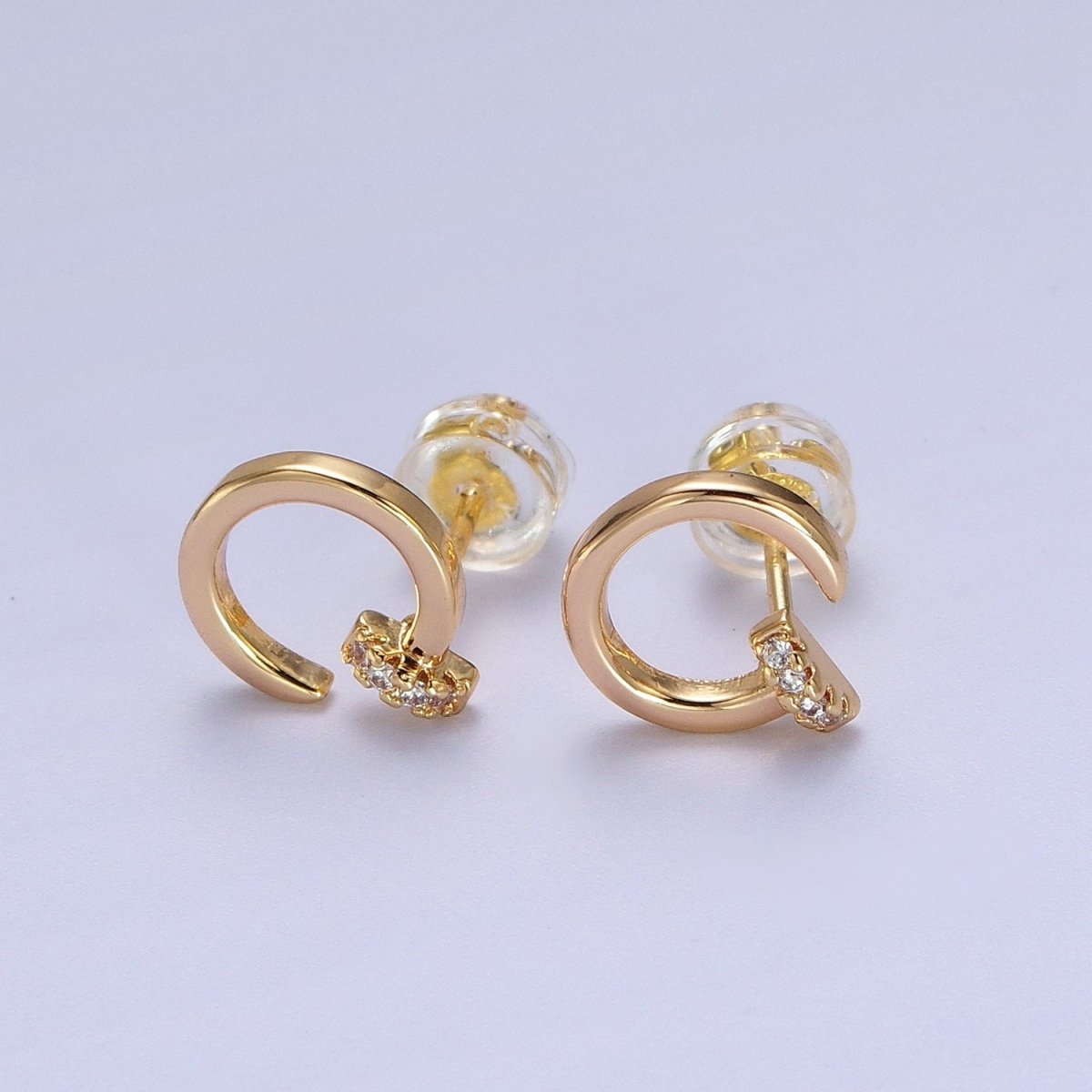 24K Gold Filled Micro Paved CZ Spiral Nail Stud Earrings | Y-102 - DLUXCA